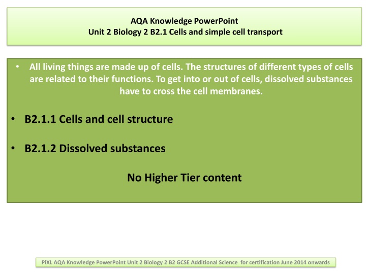 aqa knowledge powerpoint unit 2 biology n.w