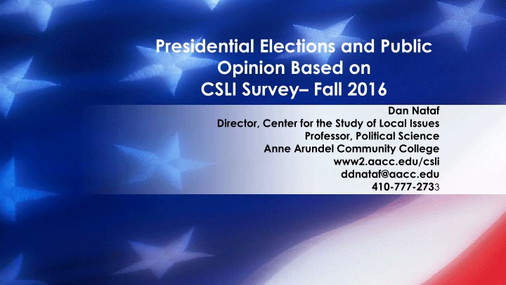 presidential elections and public opinion based n.w