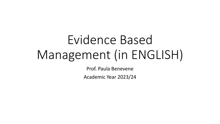 evidence based management in english n.w