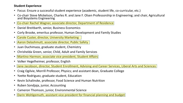 student experience focus ensure a successful n.w