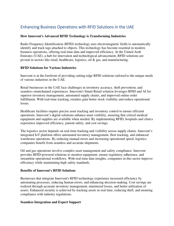 enhancing business operations with rfid solutions n.w