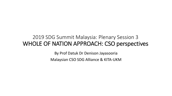 2019 sdg summit malaysia plenary session 3 whole n.w