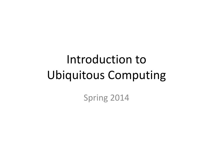 introduction to ubiquitous computing n.w