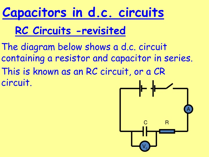 capacitors in d c circuits n.w