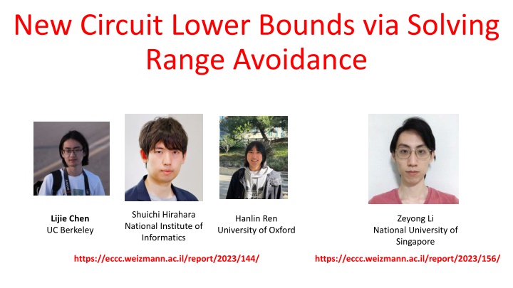 new circuit lower bounds via solving range n.w