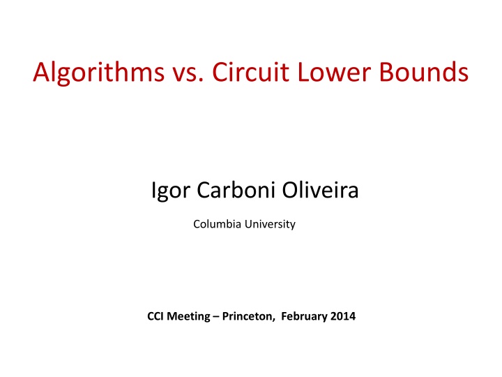 algorithms vs circuit lower bounds n.w