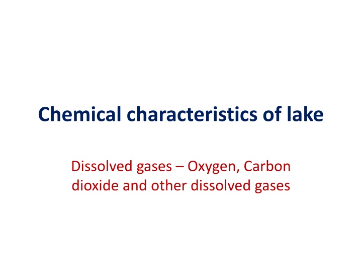 chemical characteristics of lake n.w