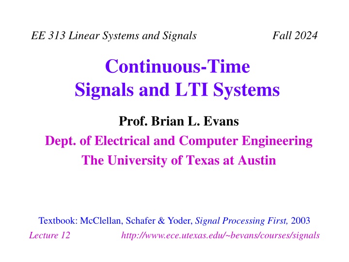 ee 313 linear systems and signals fall 2024 n.w