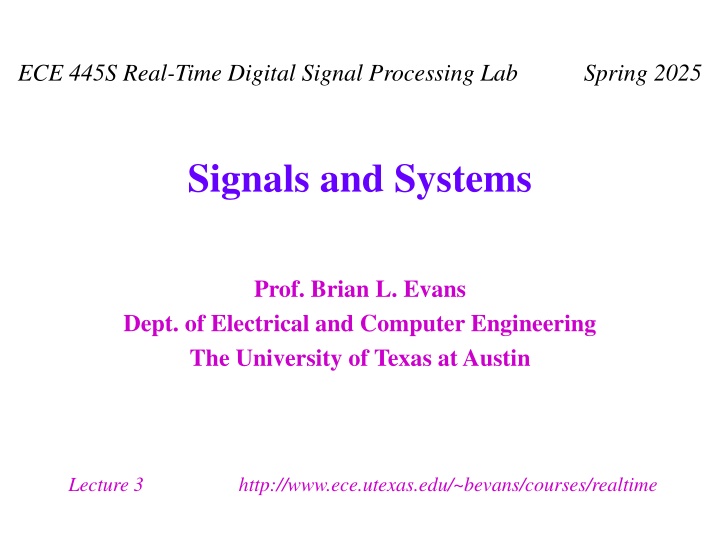 ece 445s real time digital signal processing n.w