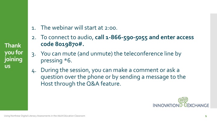 1 the webinar will start at 2 00 n.w