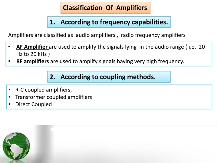 classification of amplifiers n.w