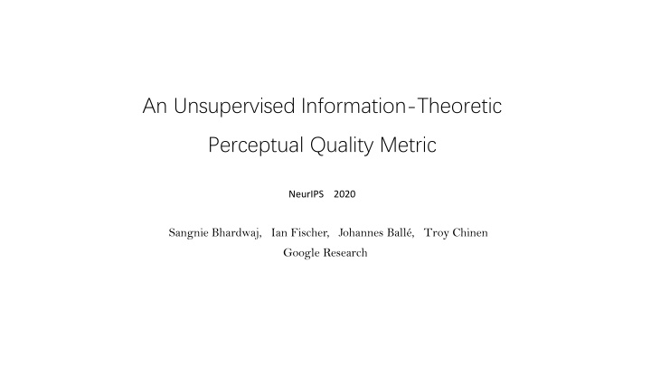an unsupervised information theoretic n.w