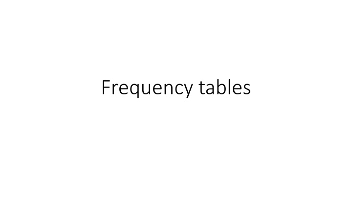 frequency tables n.w