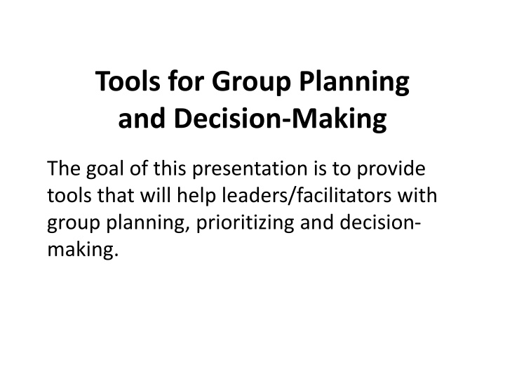 tools for group planning and decision making n.w