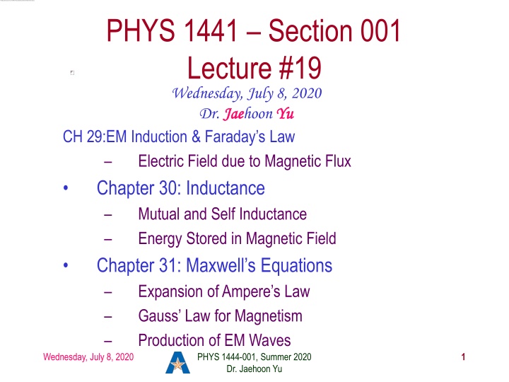 phys 1441 section 001 lecture 19 wednesday july n.w