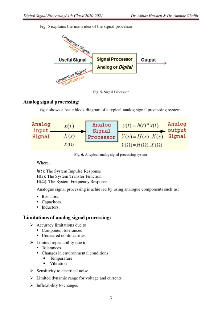 digital signal processing 4th class 2020 2021 n.w