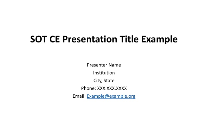 sot ce presentation title example n.w