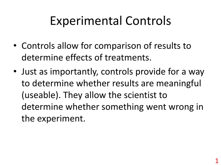 experimental controls n.w