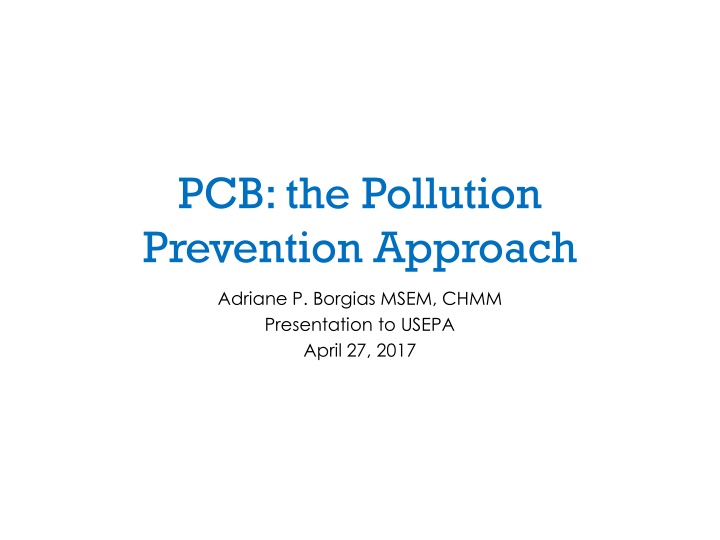 pcb the pollution prevention approach n.w