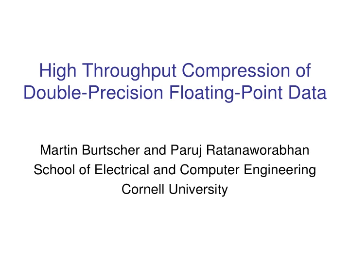 high throughput compression of double precision n.w