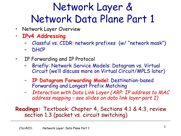 network layer network data plane part 1 network n.w