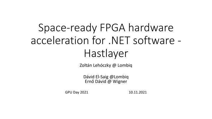 space ready fpga hardware acceleration n.w
