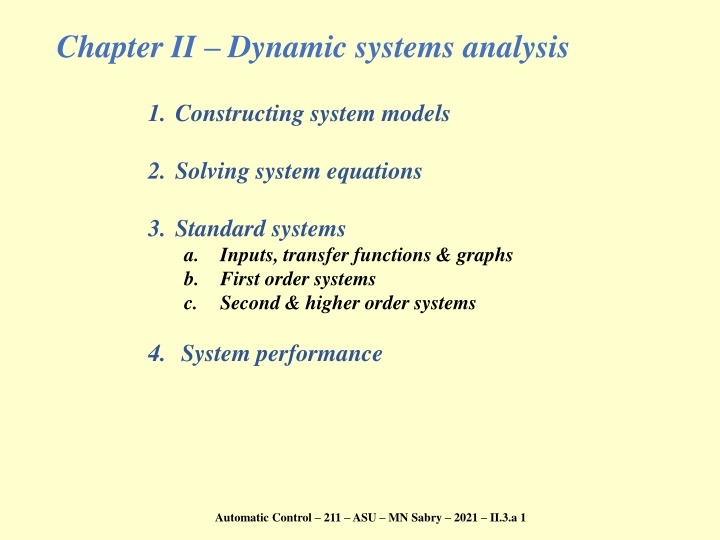 chapter ii dynamic systems analysis n.w