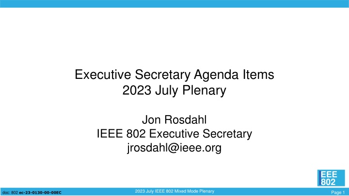 executive secretary agenda items 2023 july plenary n.w