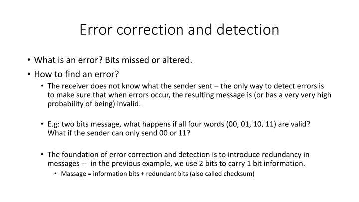 error correction and detection n.w