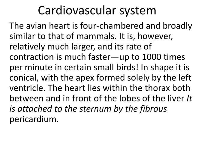 cardiovascular system the avian heart is four n.w