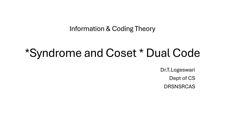 information coding theory n.w