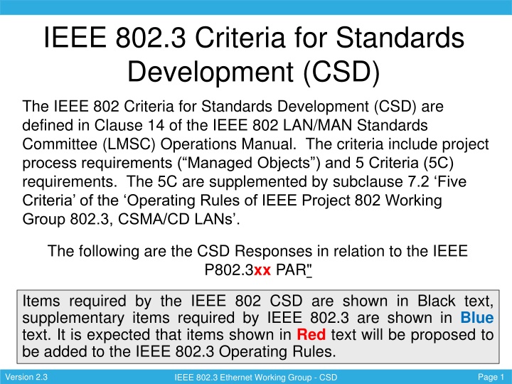 ieee 802 3 criteria for standards development csd n.w