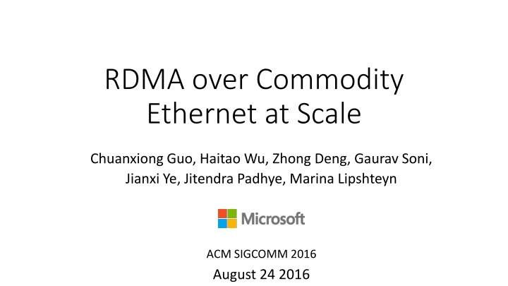 rdma over commodity ethernet at scale n.w
