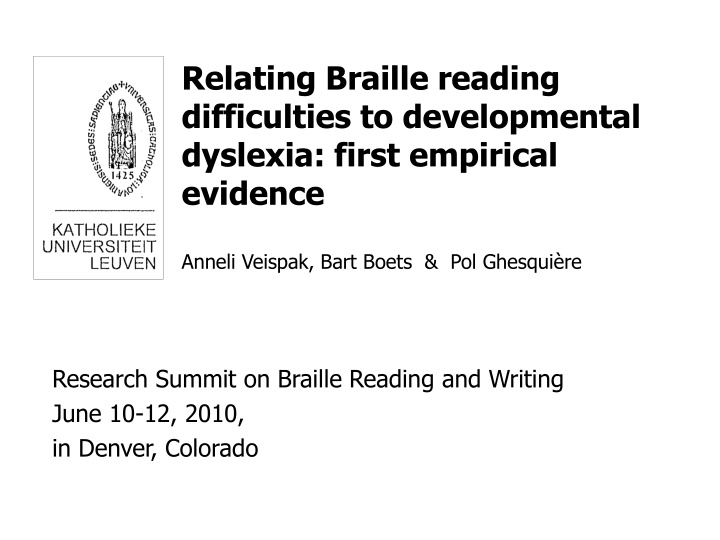 relating braille reading difficulties n.w