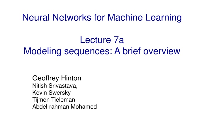 neural networks for machine learning n.w