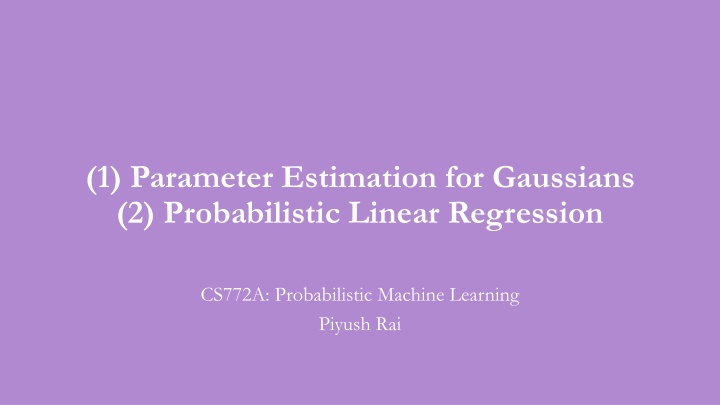 1 parameter estimation for gaussians n.w