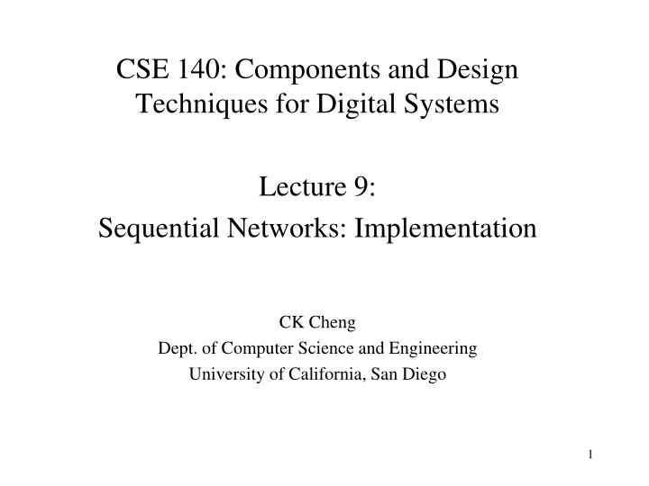 cse 140 components and design techniques n.w