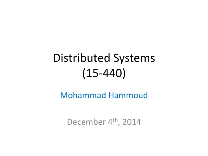 distributed systems 15 440 n.w