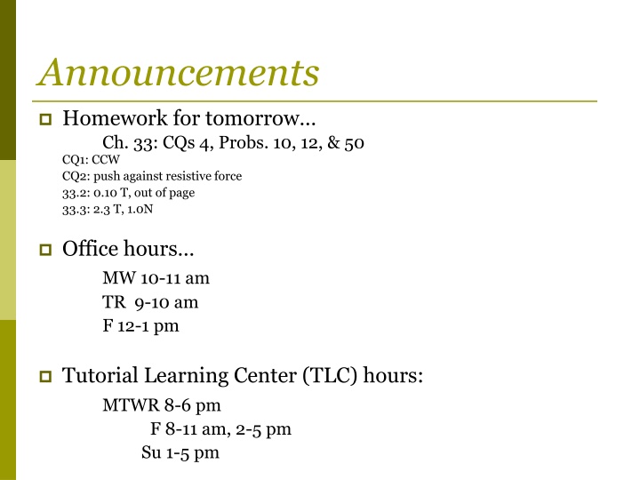 announcements n.w
