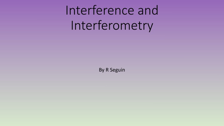 interference and interferometry n.w
