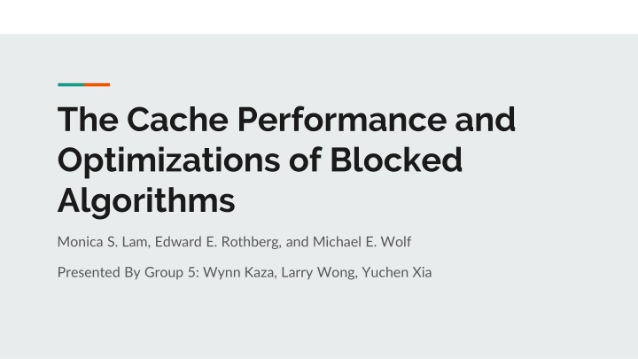 the cache performance and optimizations n.w