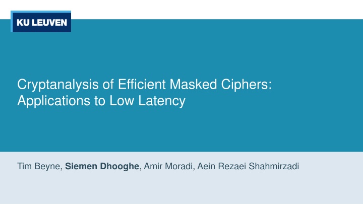 cryptanalysis of efficient masked ciphers n.w