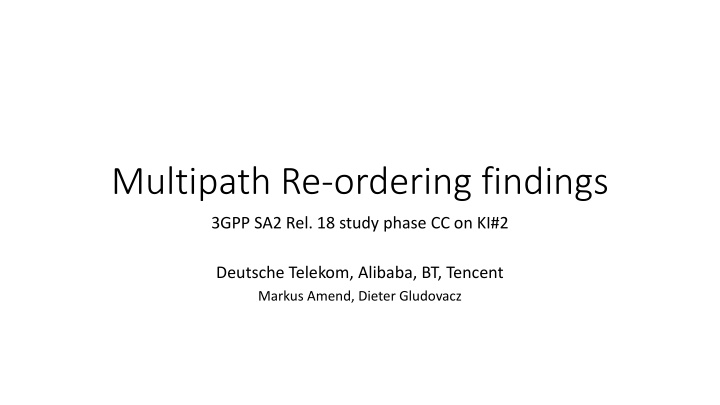 multipath re ordering findings n.w