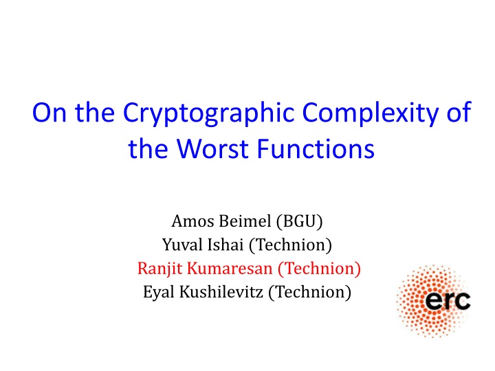 on the cryptographic complexity of the worst n.w