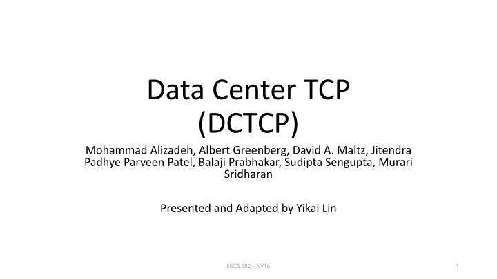 data center tcp dctcp mohammad alizadeh albert n.w
