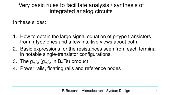 very basic rules to facilitate analysis synthesis n.w