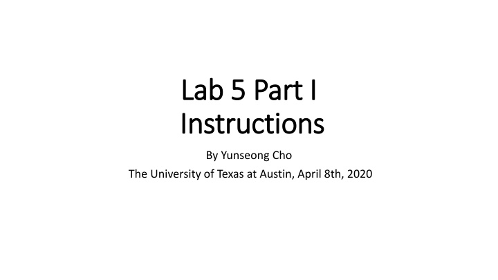 lab 5 part i lab 5 part i instructions n.w
