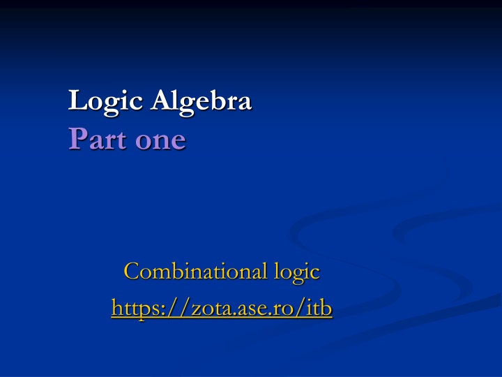 logic algebra part one n.w