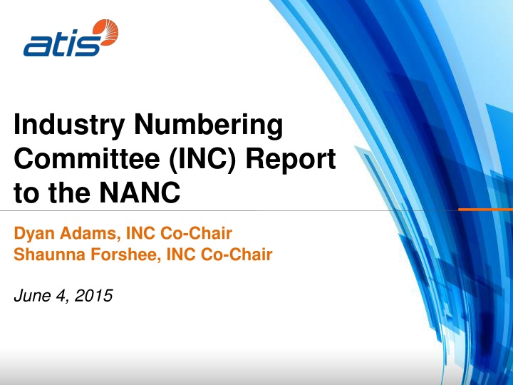 industry numbering committee inc report n.w