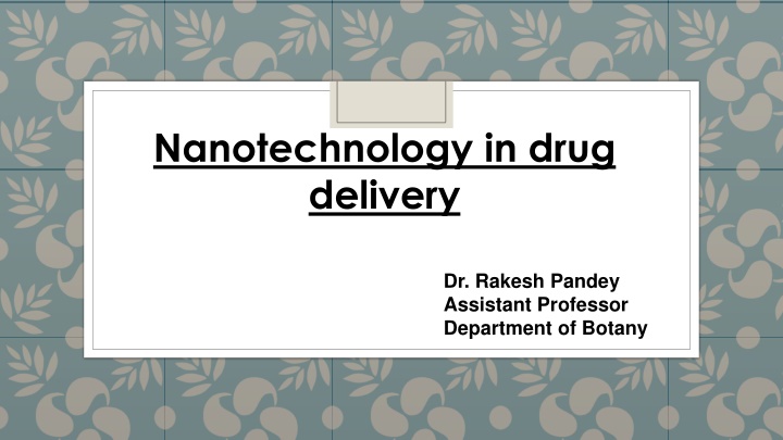 nanotechnology in drug delivery n.w